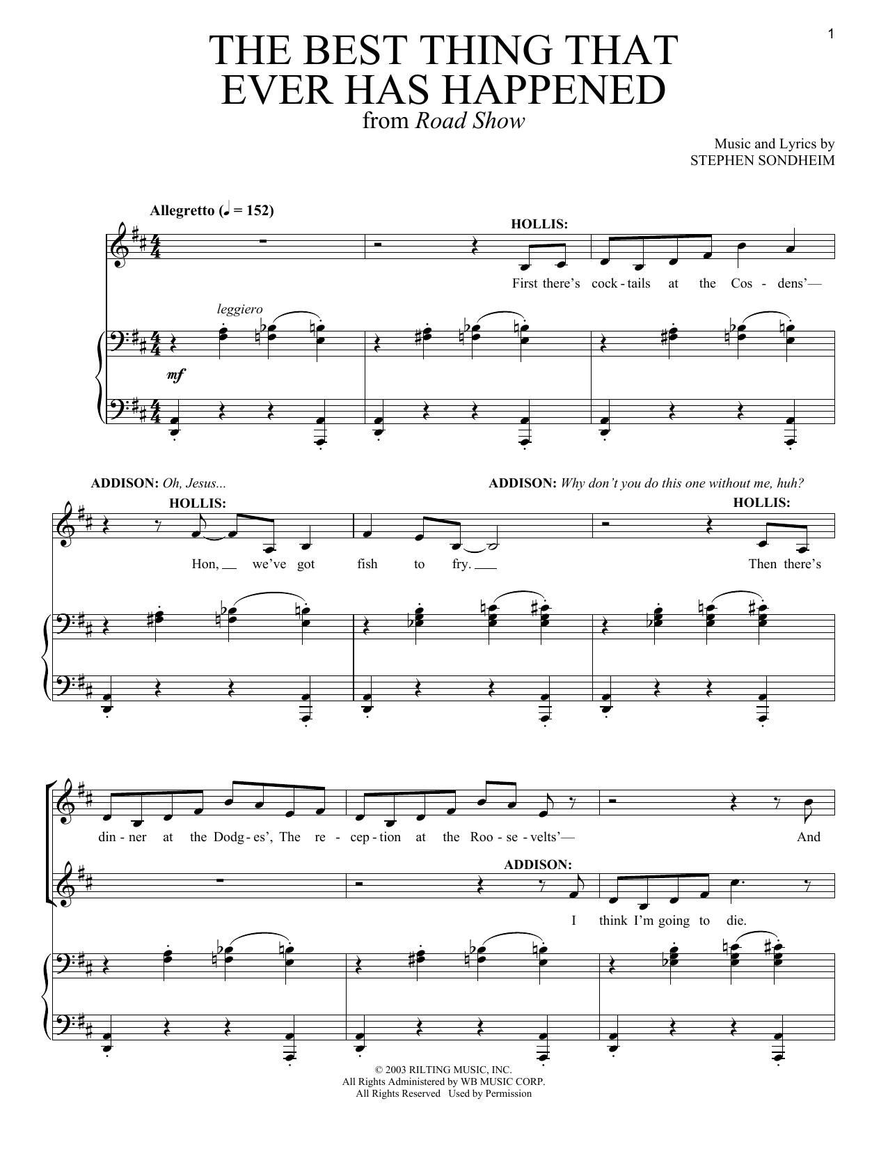 Download Stephen Sondheim The Best Thing That Ever Has Happened Sheet Music