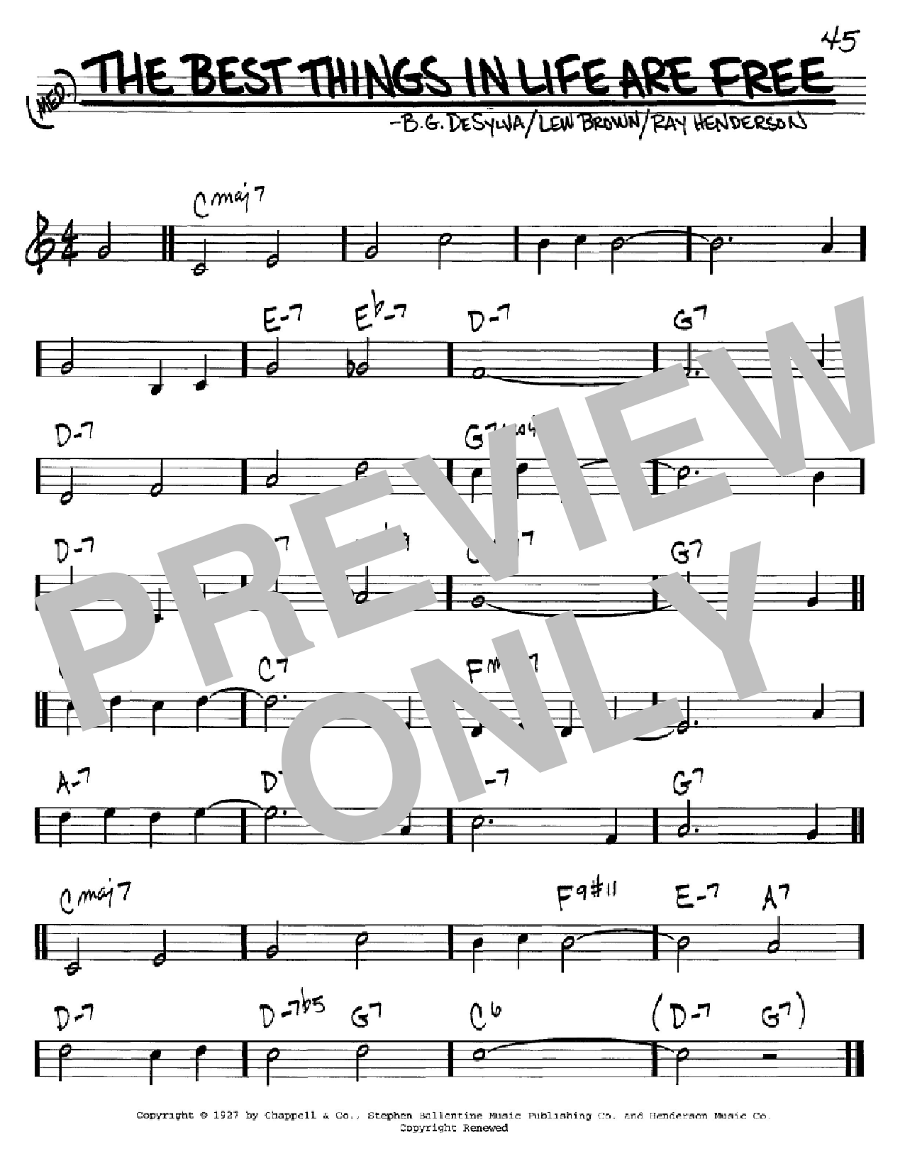 Download B.G. DeSylva The Best Things In Life Are Free Sheet Music