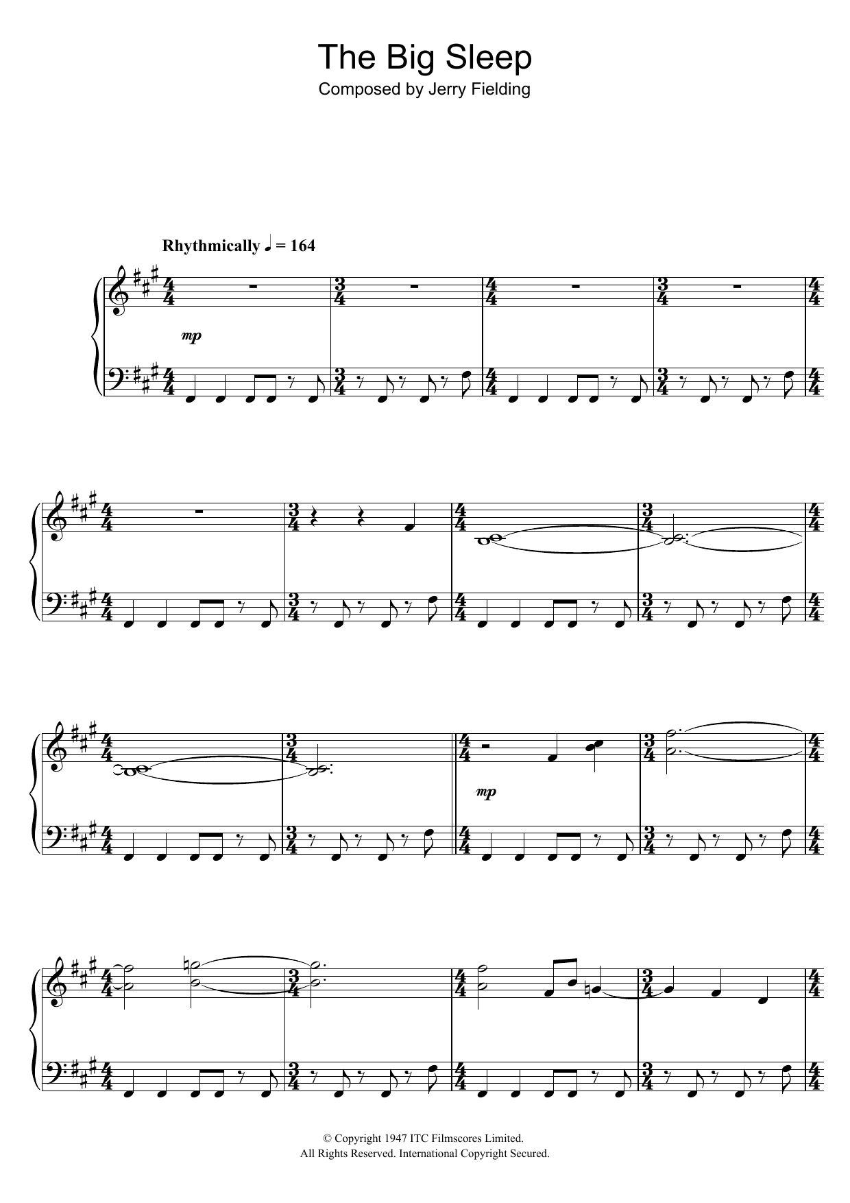 Download Jerry Fielding The Big Sleep (End Credits) Sheet Music