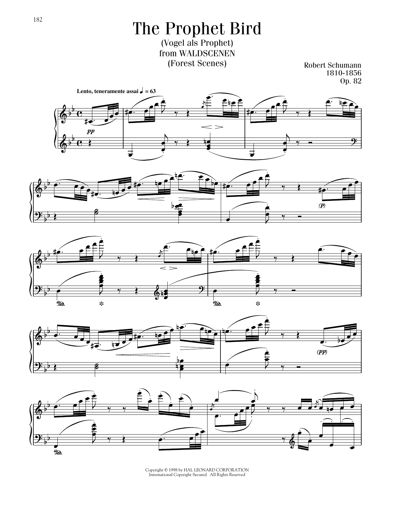 Robert Schumann The Bird As Prophet sheet music notes printable PDF score