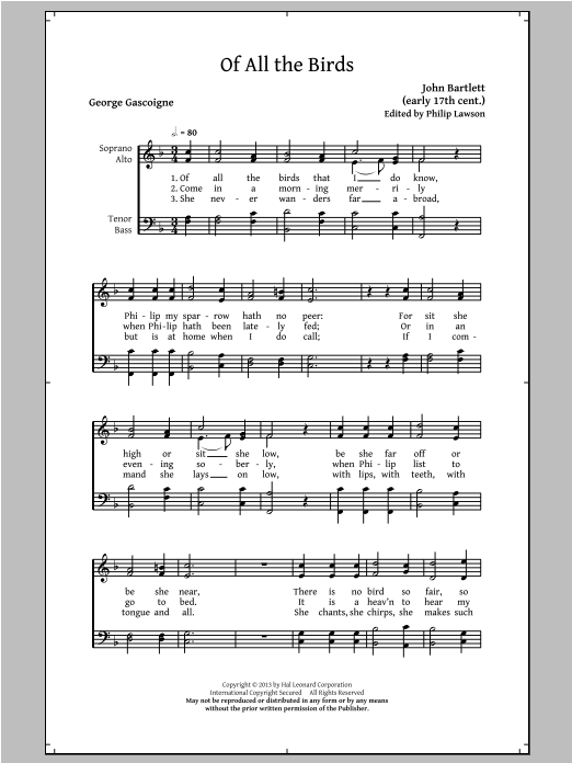Download Philip Lawson The Birds & The Bees (Madrigal Collecti Sheet Music