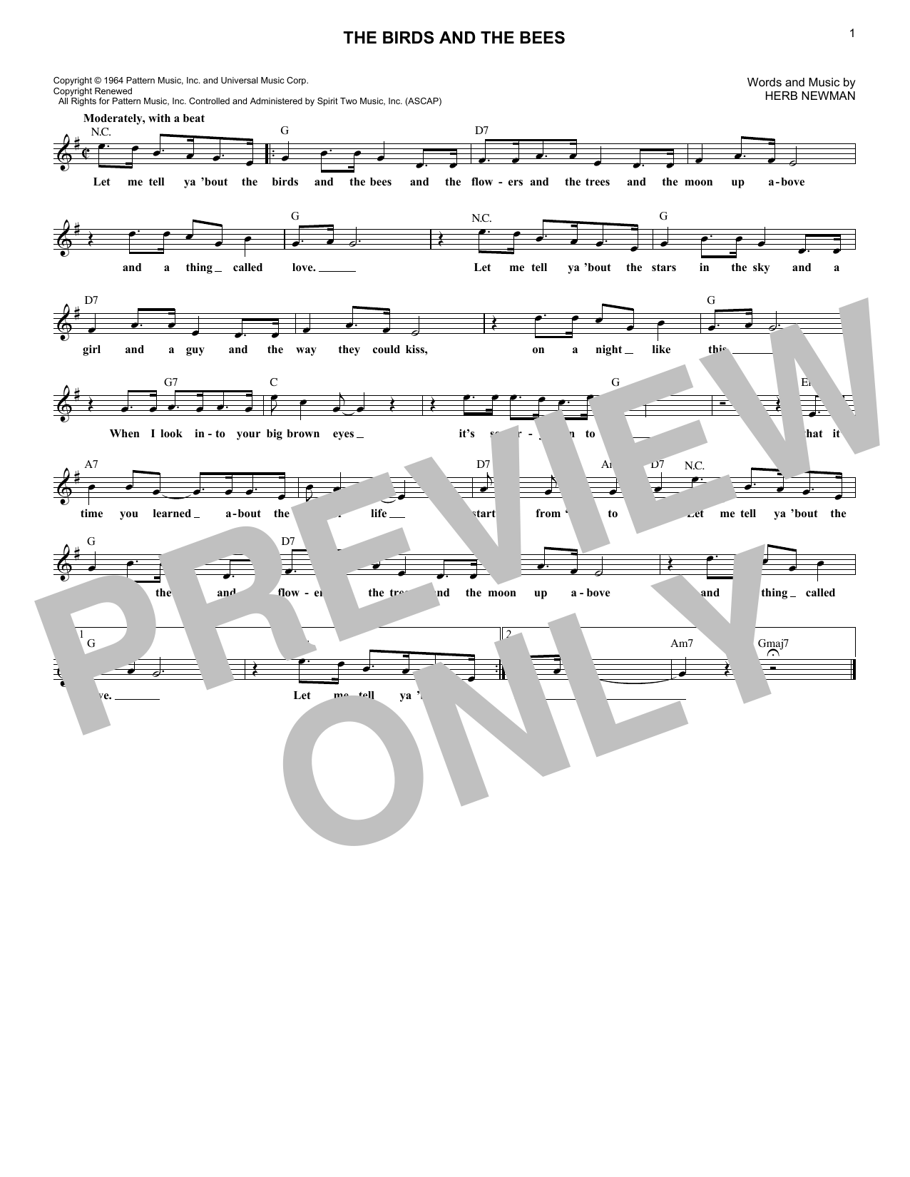 Download Jewel Akens The Birds And The Bees Sheet Music