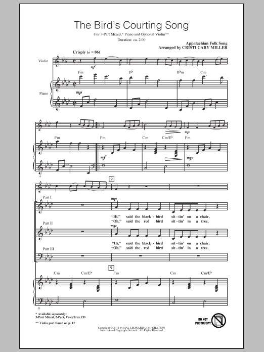Download Cristi Cary Miller The Bird's Courting Song Sheet Music