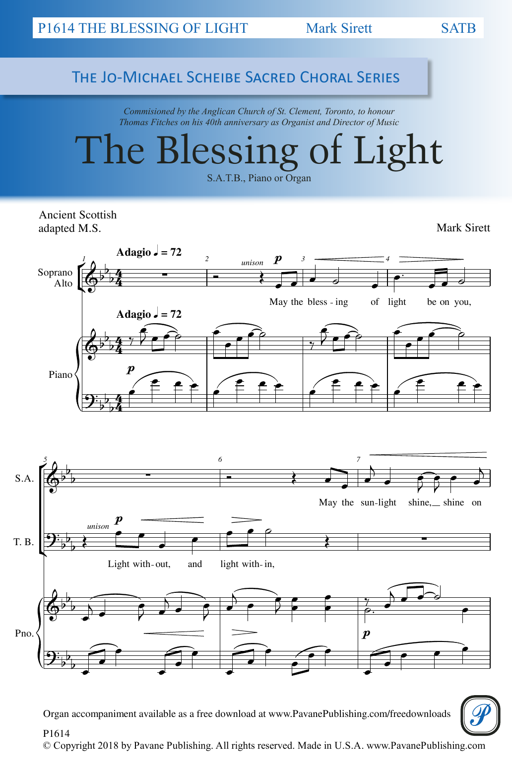 Download Mark Sirett The Blessing Of Light Sheet Music