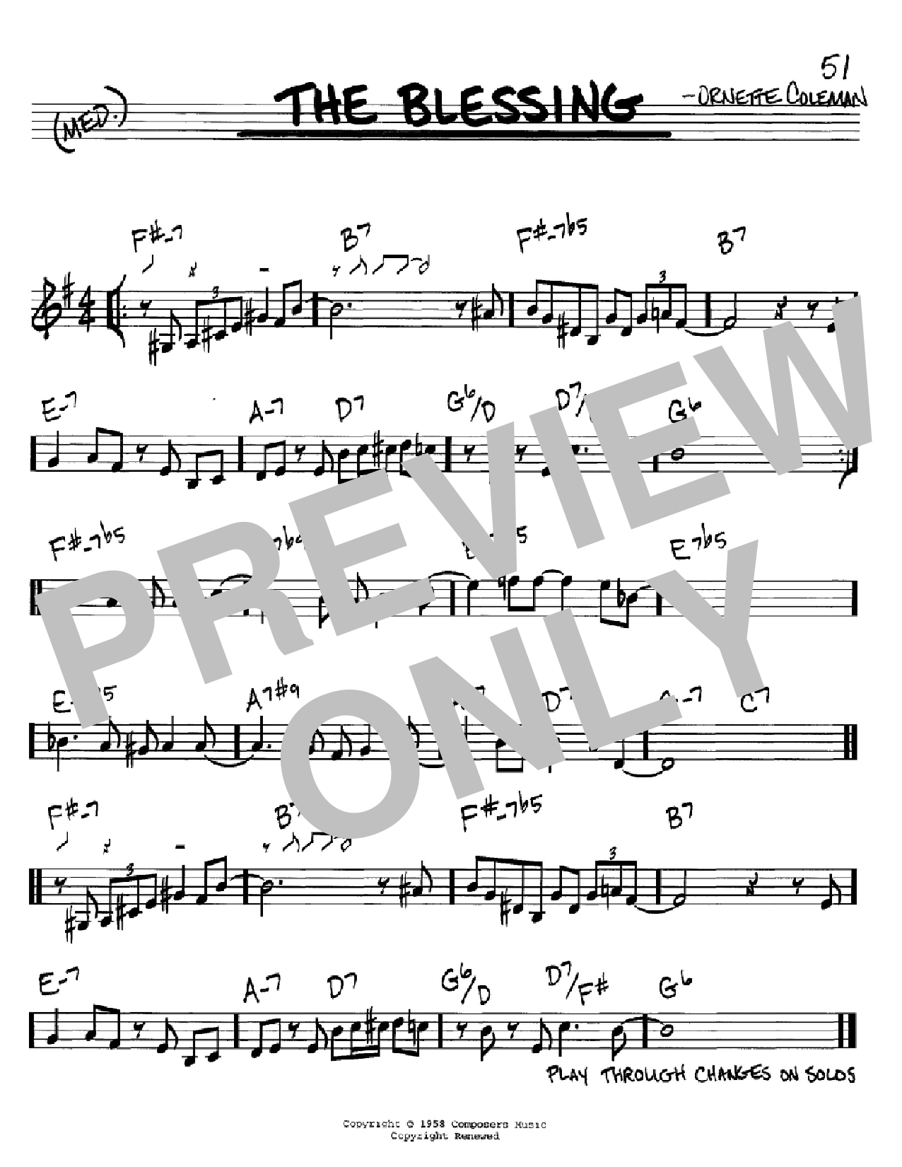 Download Ornette Coleman The Blessing Sheet Music