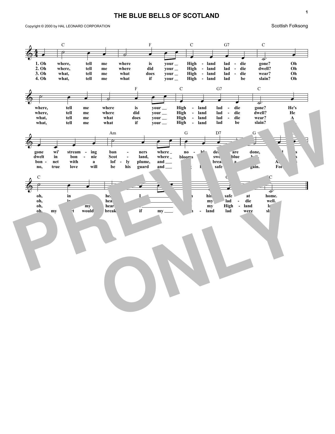 Download Traditional The Bluebells Of Scotland Sheet Music
