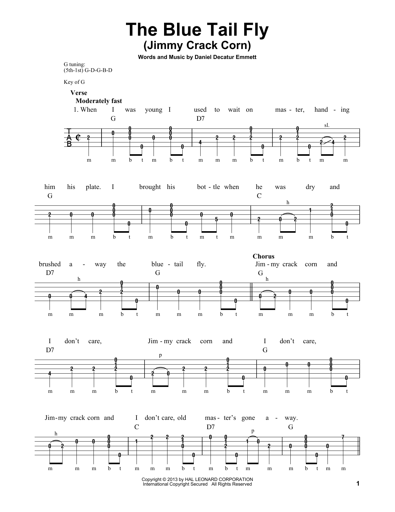 Download Michael Miles The Blue Tail Fly (Jimmy Crack Corn) Sheet Music