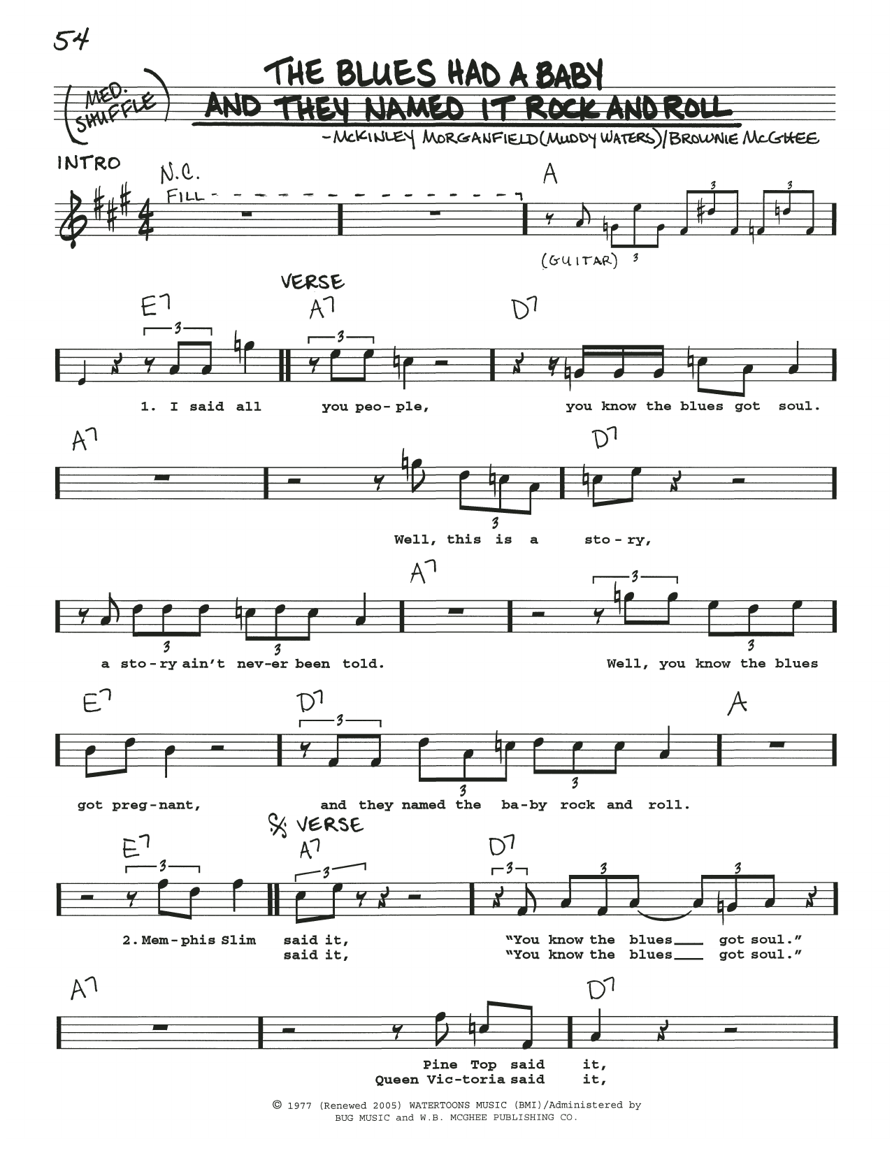 Download Muddy Waters The Blues Had A Baby And They Named It Sheet Music