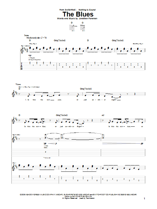Download Switchfoot The Blues Sheet Music