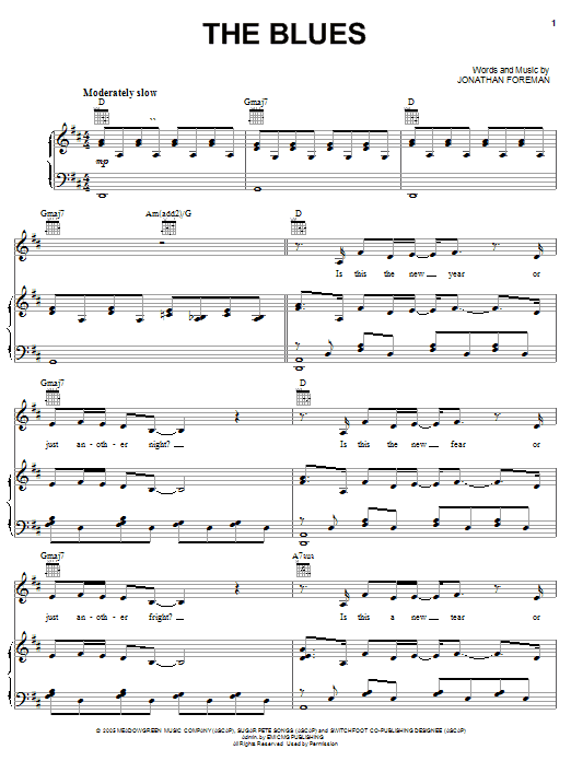 Download Switchfoot The Blues Sheet Music