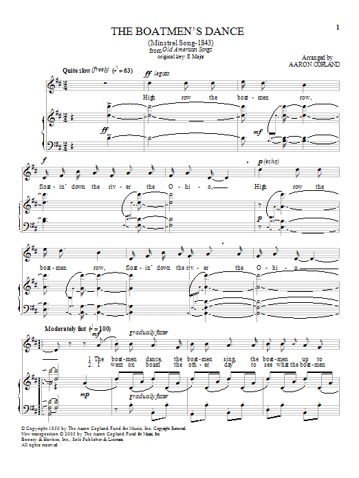 Download Aaron Copland The Boatmen's Dance Sheet Music