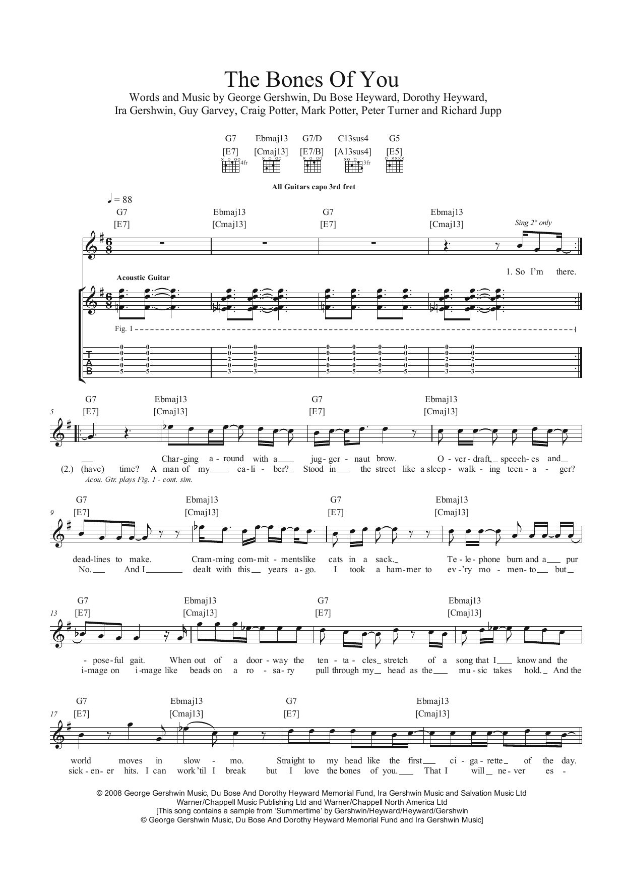 Download Elbow The Bones Of You Sheet Music