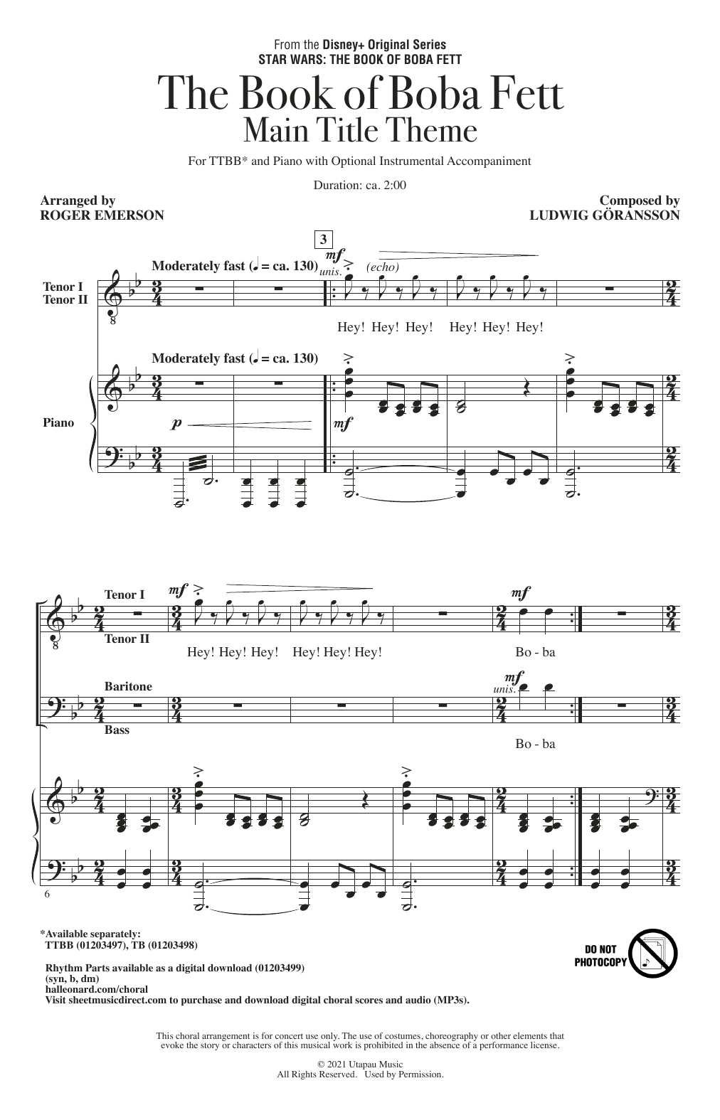 Download Ludwig Göransson The Book Of Boba Fett Main Title Theme Sheet Music