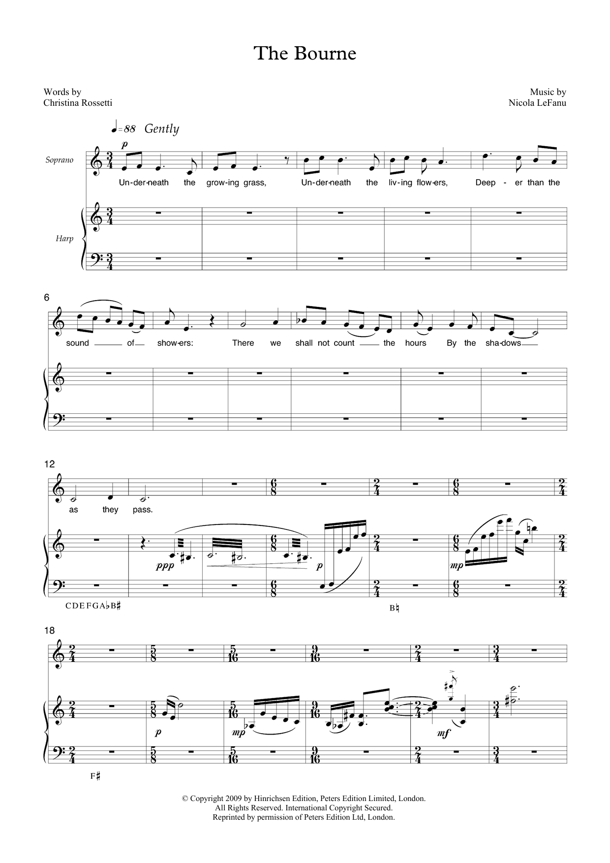 Download Nicola LeFanu The Bourne (for soprano & harp) Sheet Music