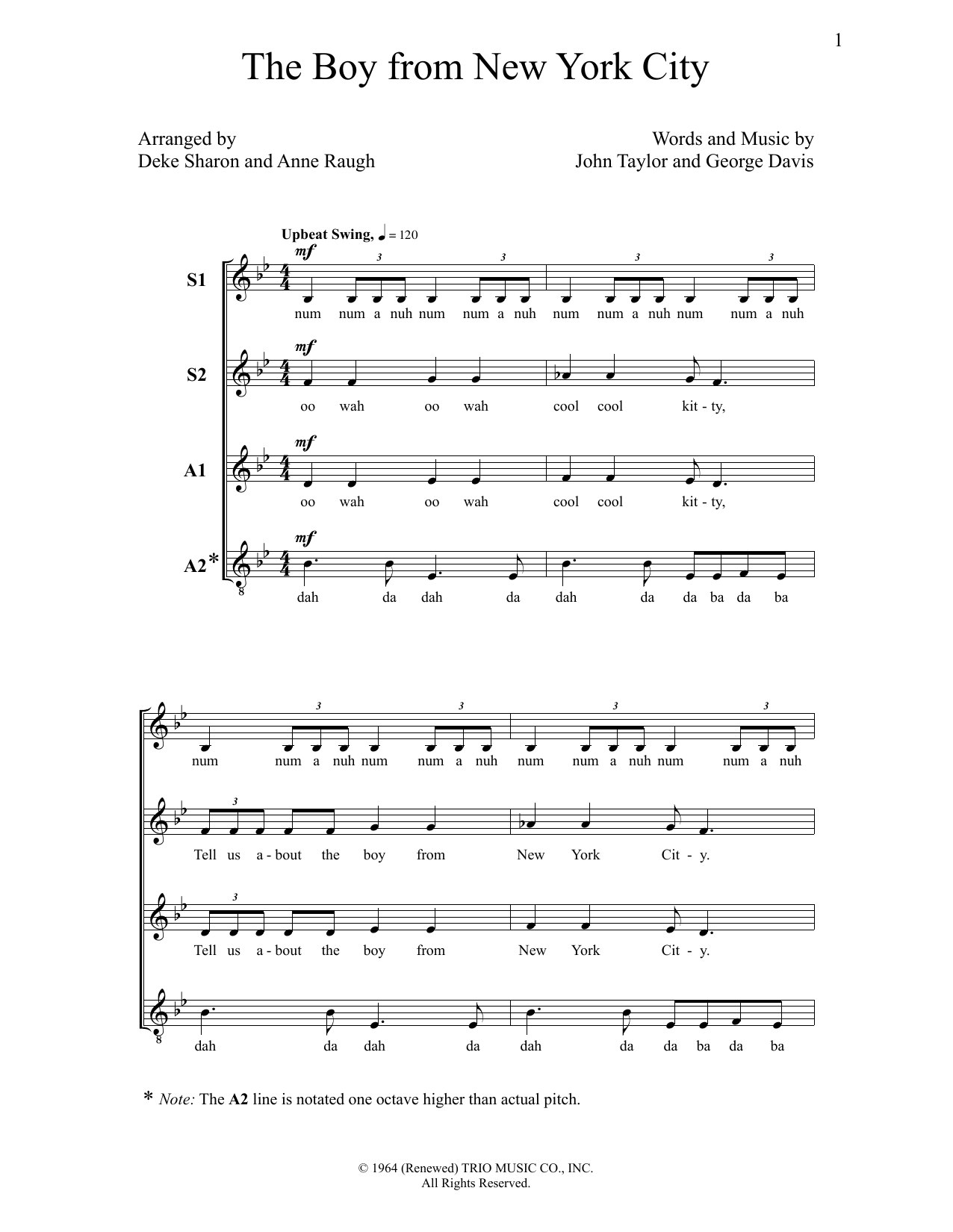 Download Deke Sharon The Boy From New York City Sheet Music