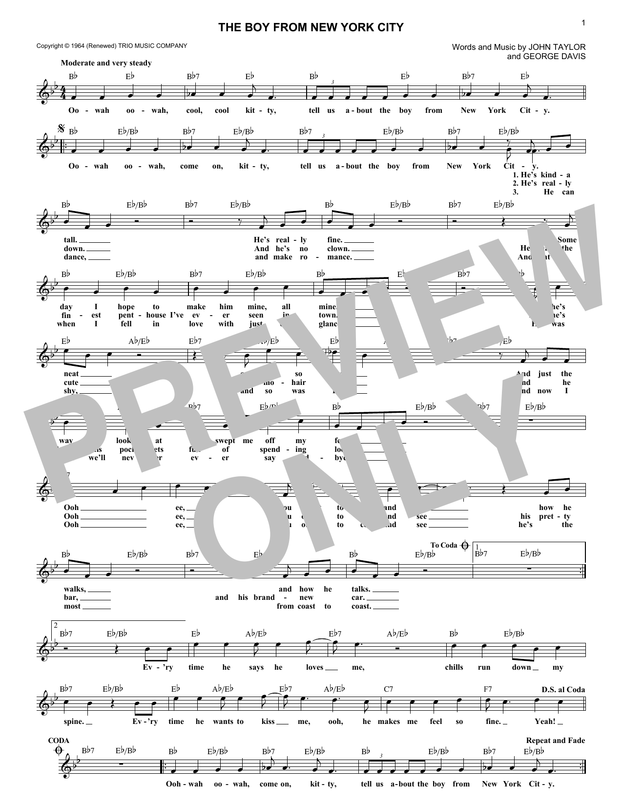 Download George Davis The Boy From New York City Sheet Music