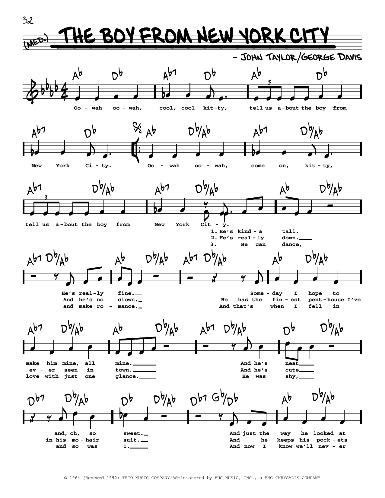 Download Manhattan Transfer The Boy From New York City (High Voice) Sheet Music