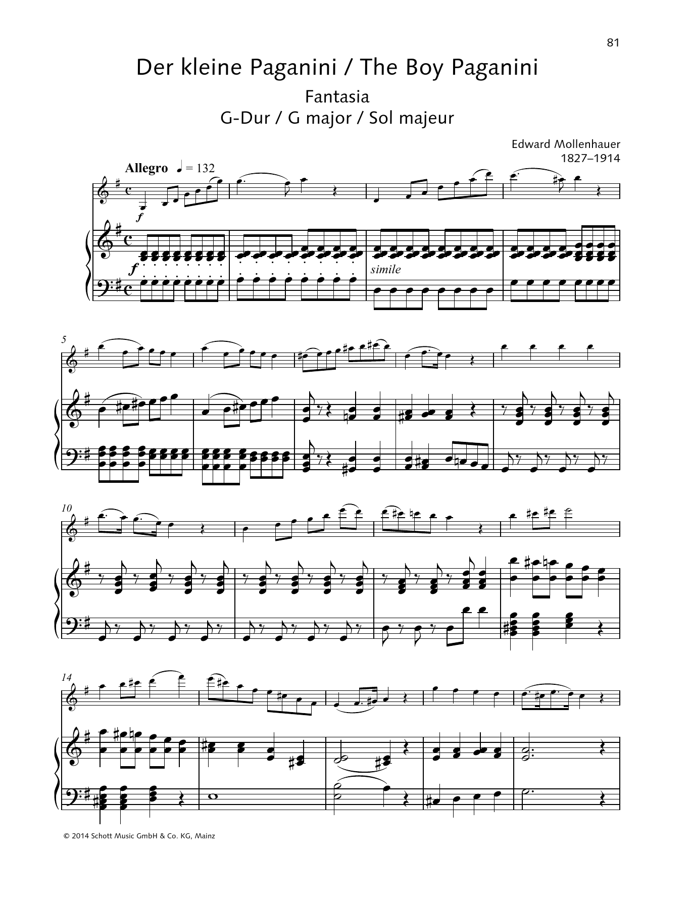 Download Edward Mollenhauer The Boy Paganini Sheet Music