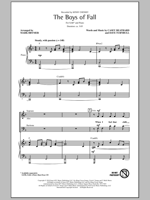 Download Mark Brymer The Boys Of Fall Sheet Music