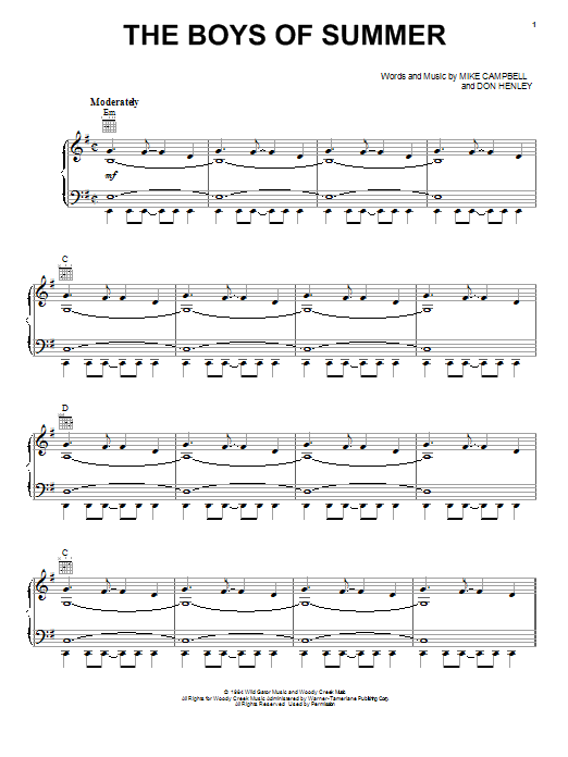 Download Don Henley The Boys Of Summer Sheet Music