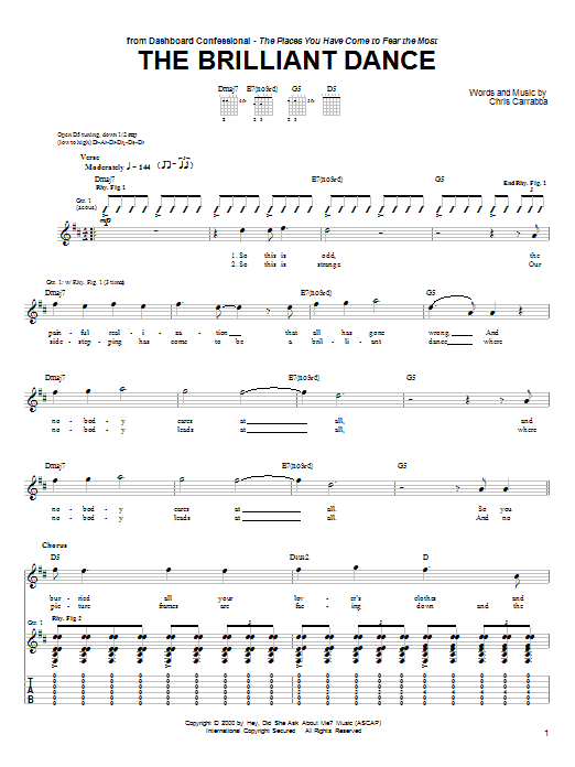 Download Dashboard Confessional The Brilliant Dance Sheet Music