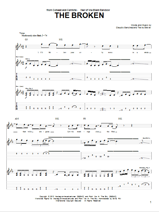 Download Coheed And Cambria The Broken Sheet Music