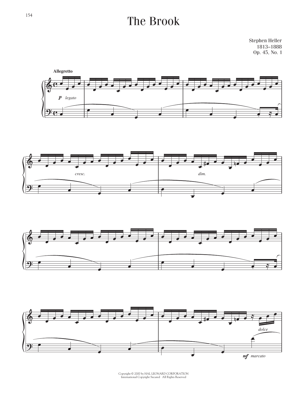 Stephen Heller The Brook, Op. 45, No. 1 sheet music notes printable PDF score