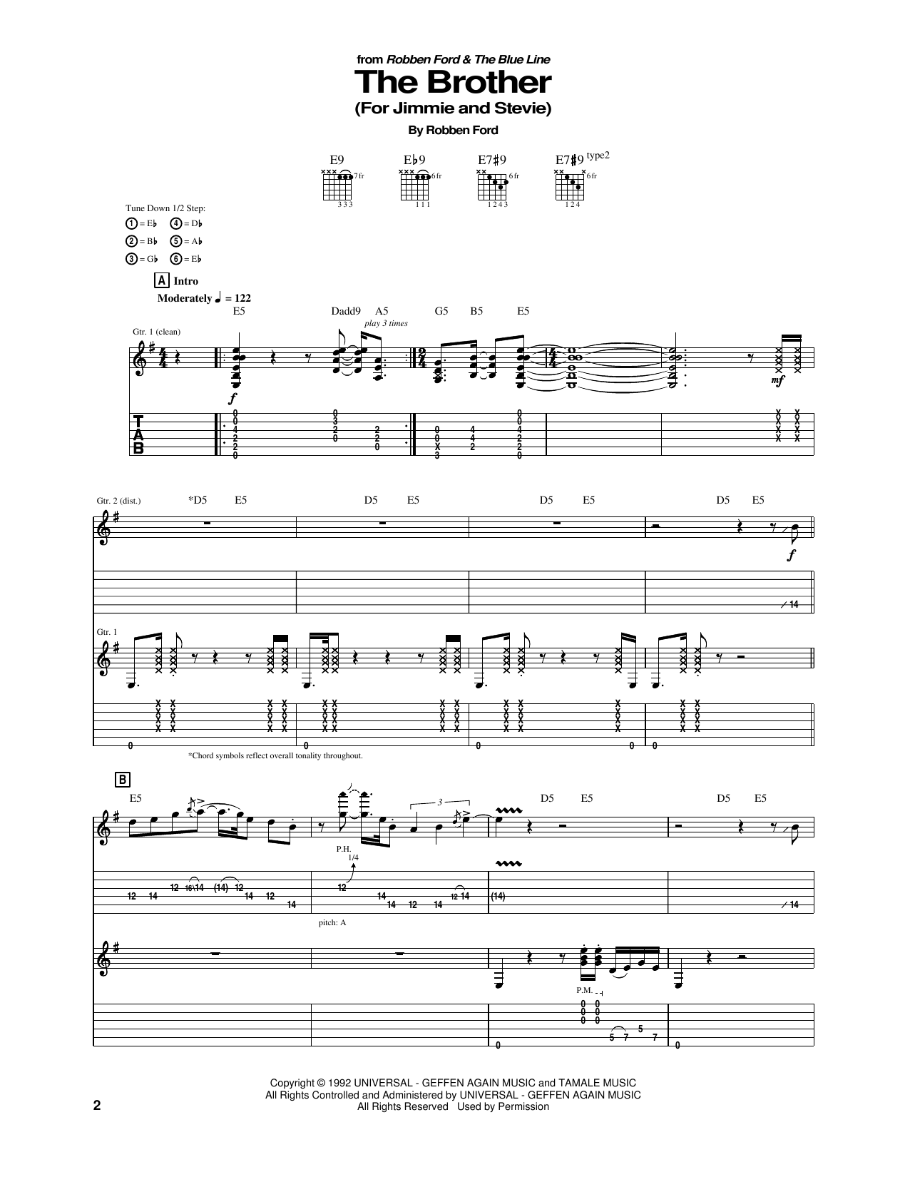 Download Robben Ford The Brother (For Jimmie and Stevie) Sheet Music