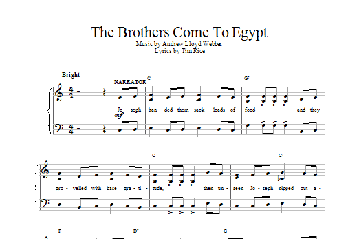Download Andrew Lloyd Webber The Brothers Come To Egypt Sheet Music