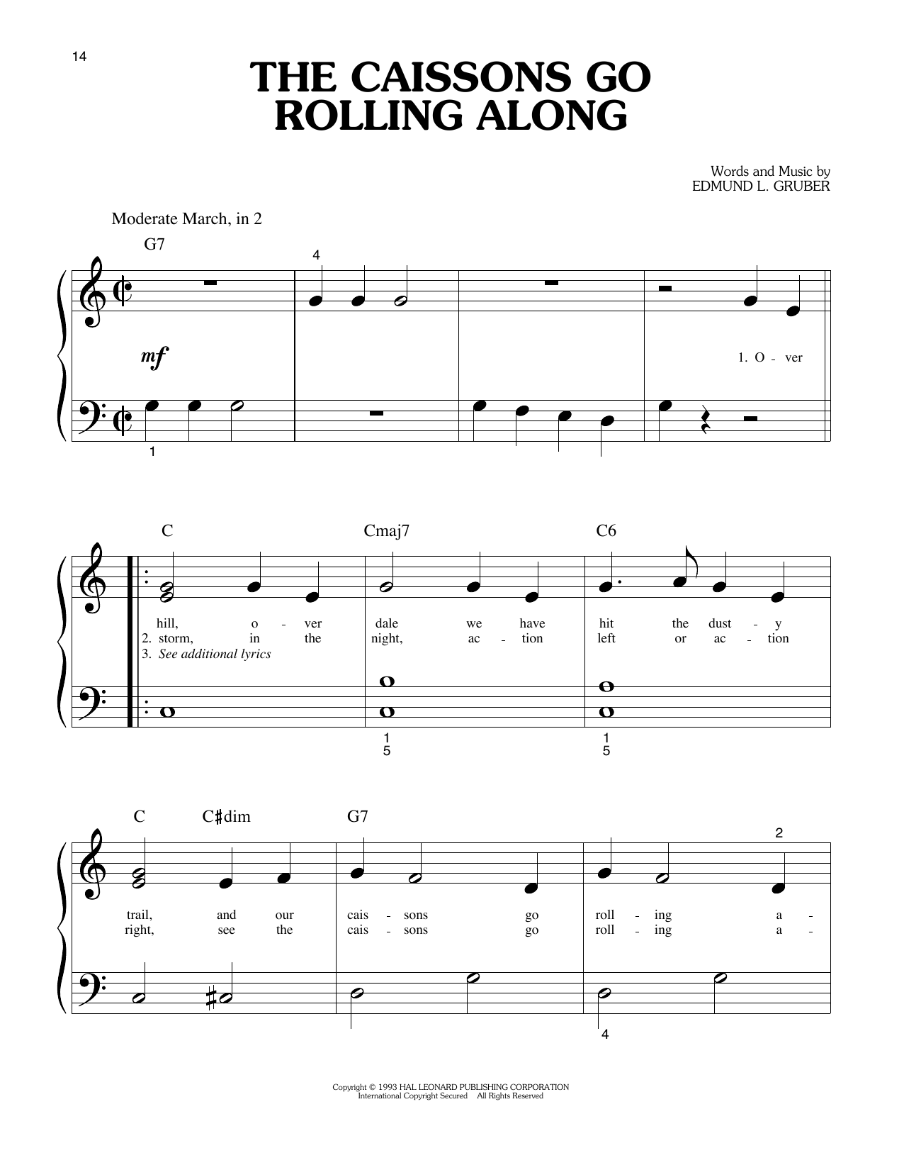 Download Edmund L. Gruber The Caissons Go Rolling Along Sheet Music