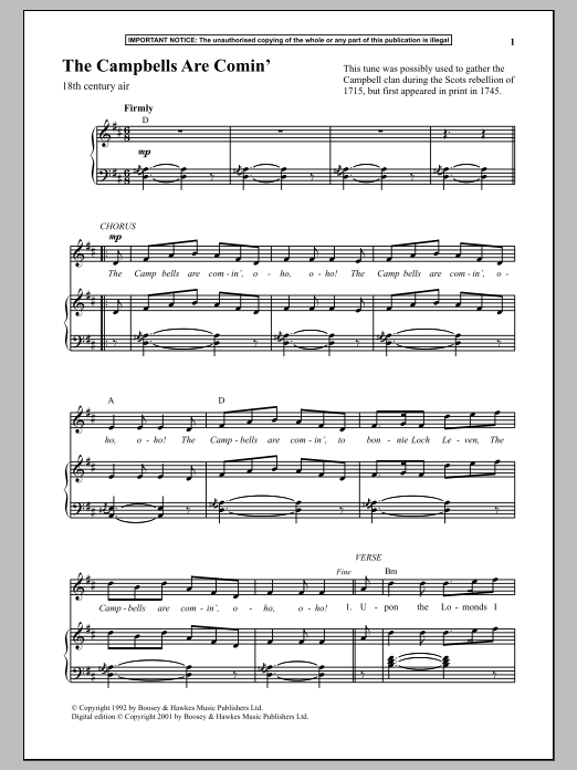 Download Anonymous The Campbells Are Comin Sheet Music