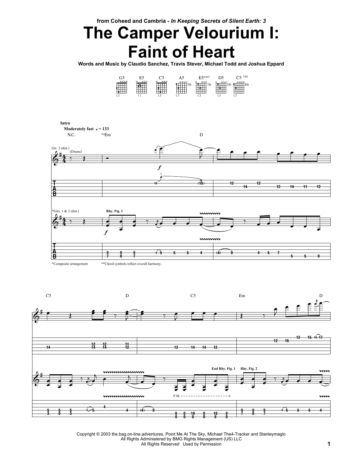 Download Coheed And Cambria The Camper Velourium I: Faint Of Heart Sheet Music