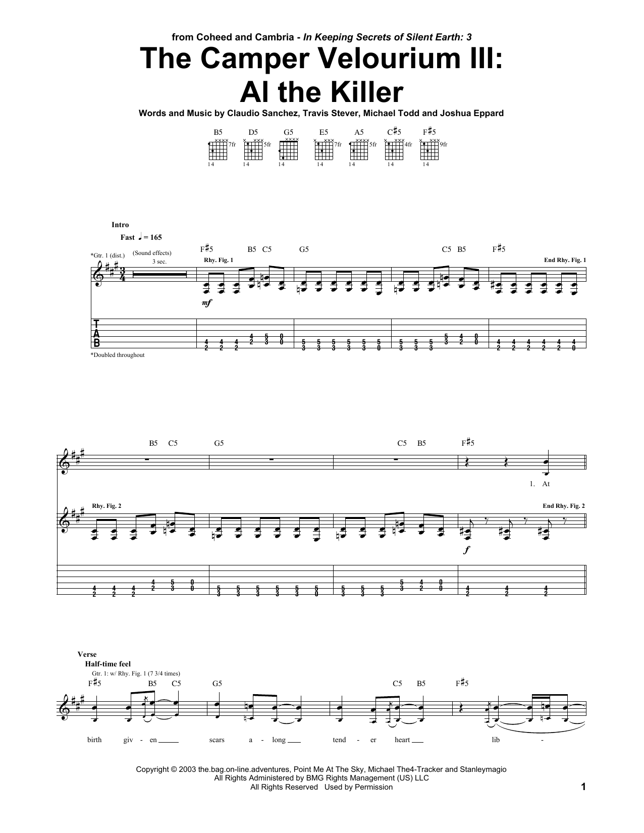 Download Coheed And Cambria The Camper Velourium III: Al The Killer Sheet Music