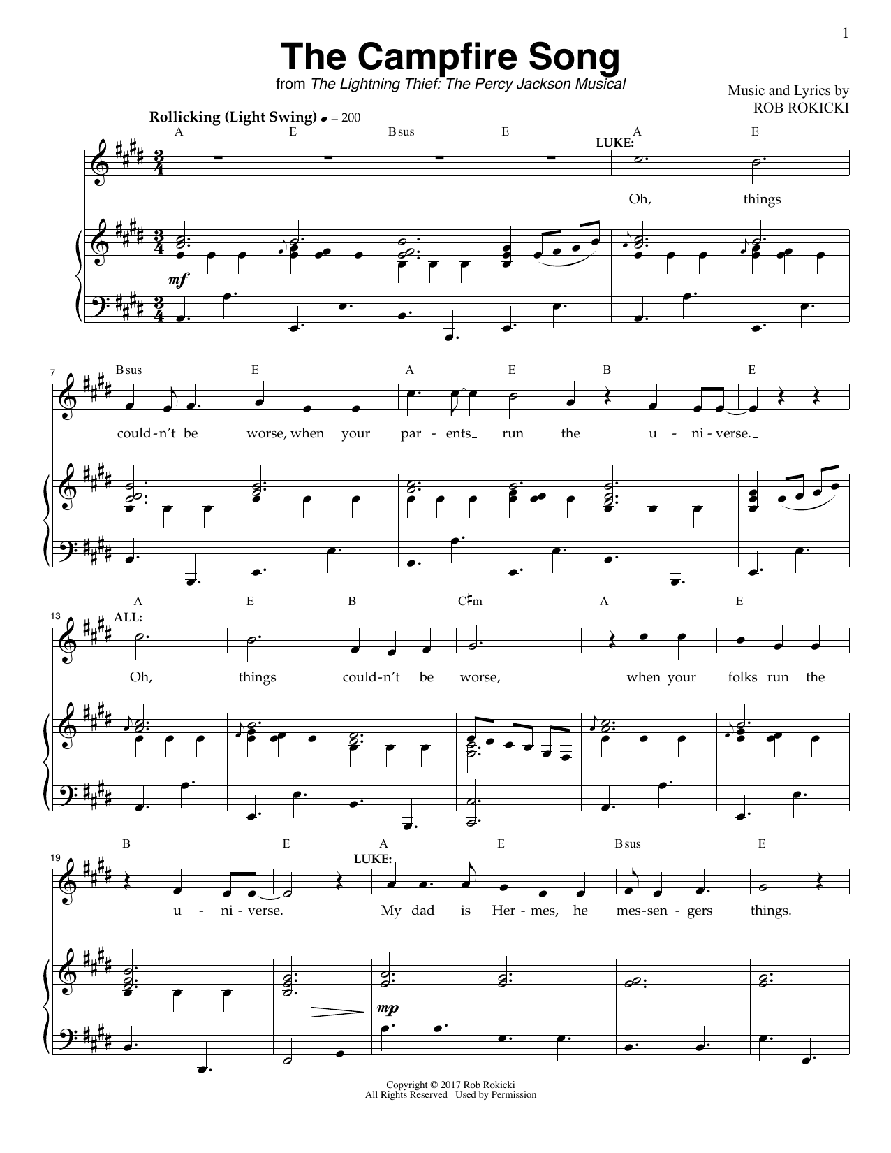 Download Rob Rokicki The Campfire Song (from The Lightning T Sheet Music