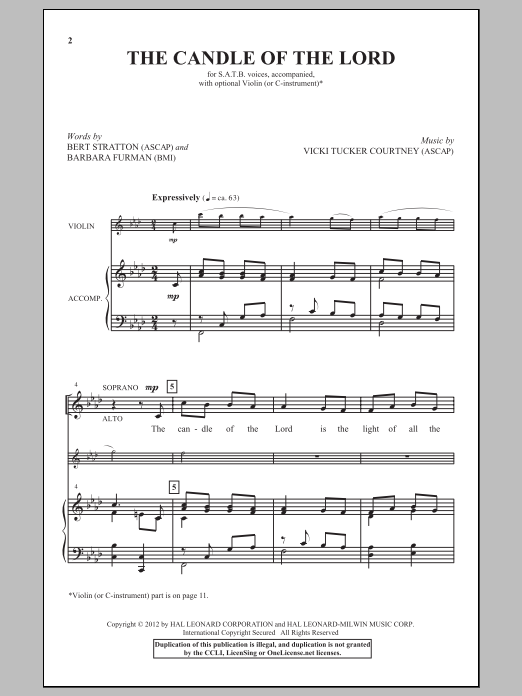 Download Vicki Tucker Courtney The Candle Of The Lord Sheet Music
