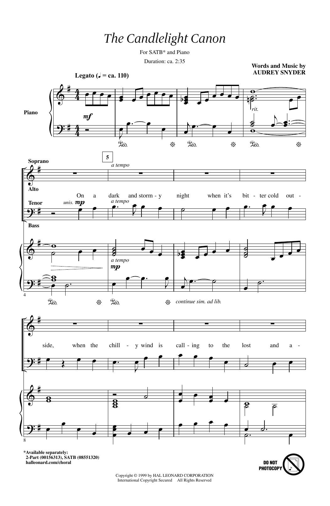 Download Audrey Snyder The Candlelight Canon Sheet Music