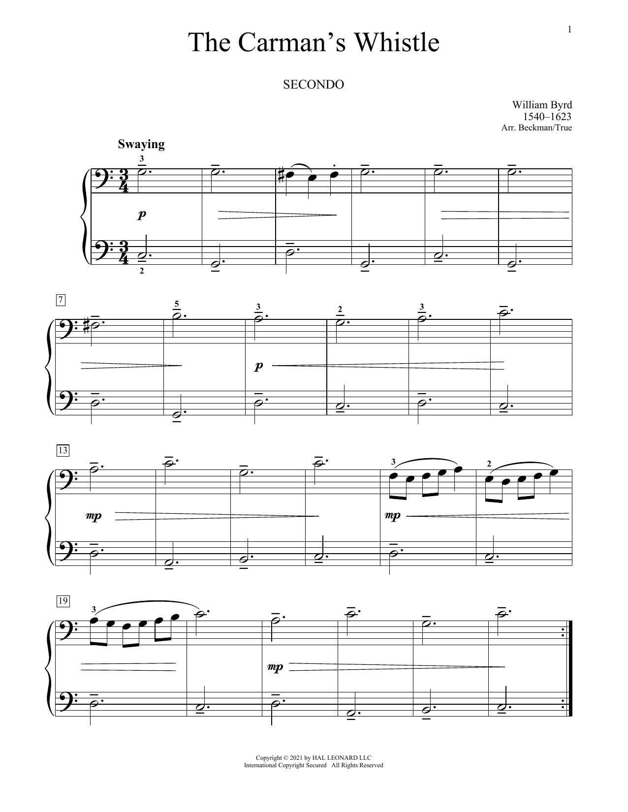Download William Byrd The Carman's Whistle Sheet Music