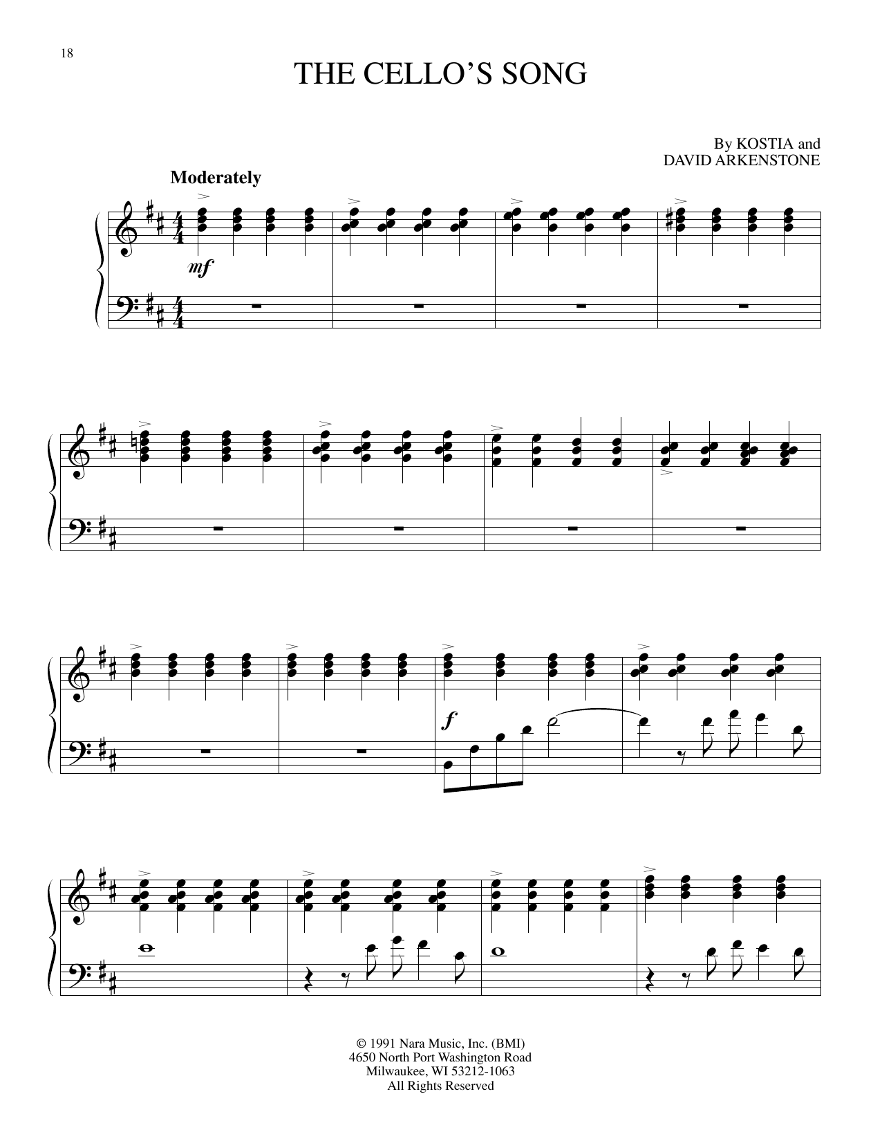 Download Kostia and David Arkenstone The Cello's Song Sheet Music