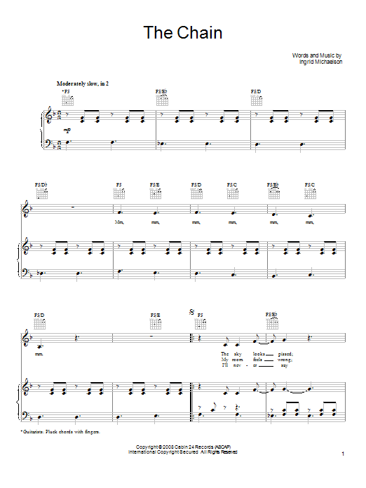 Download Ingrid Michaelson The Chain Sheet Music