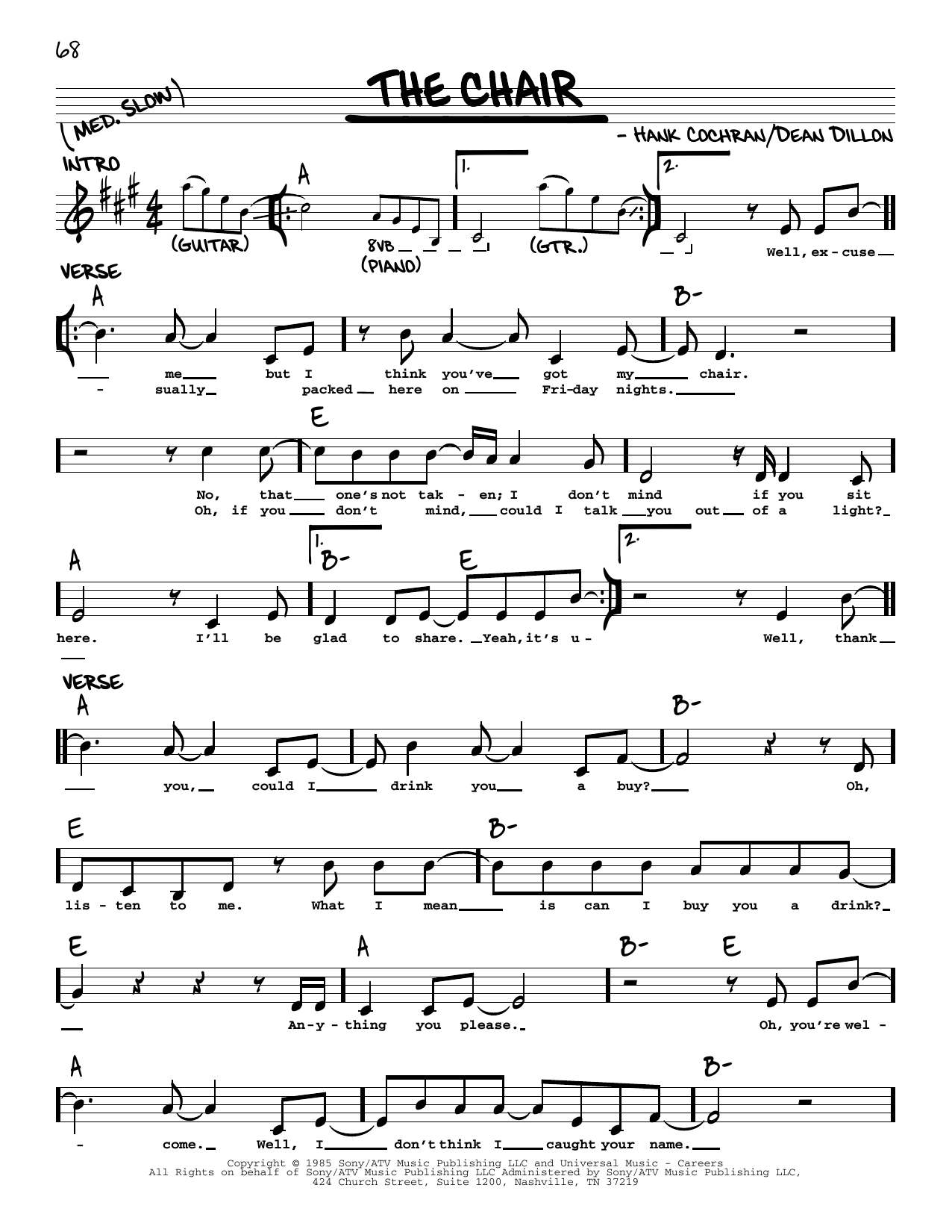 Download George Strait The Chair Sheet Music