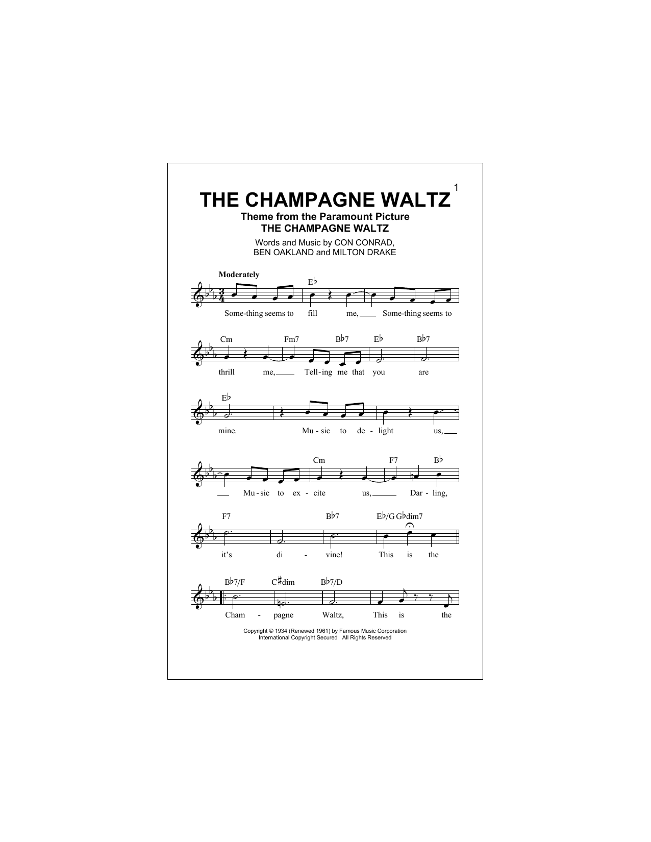 Download Ben Oakland The Champagne Waltz Sheet Music