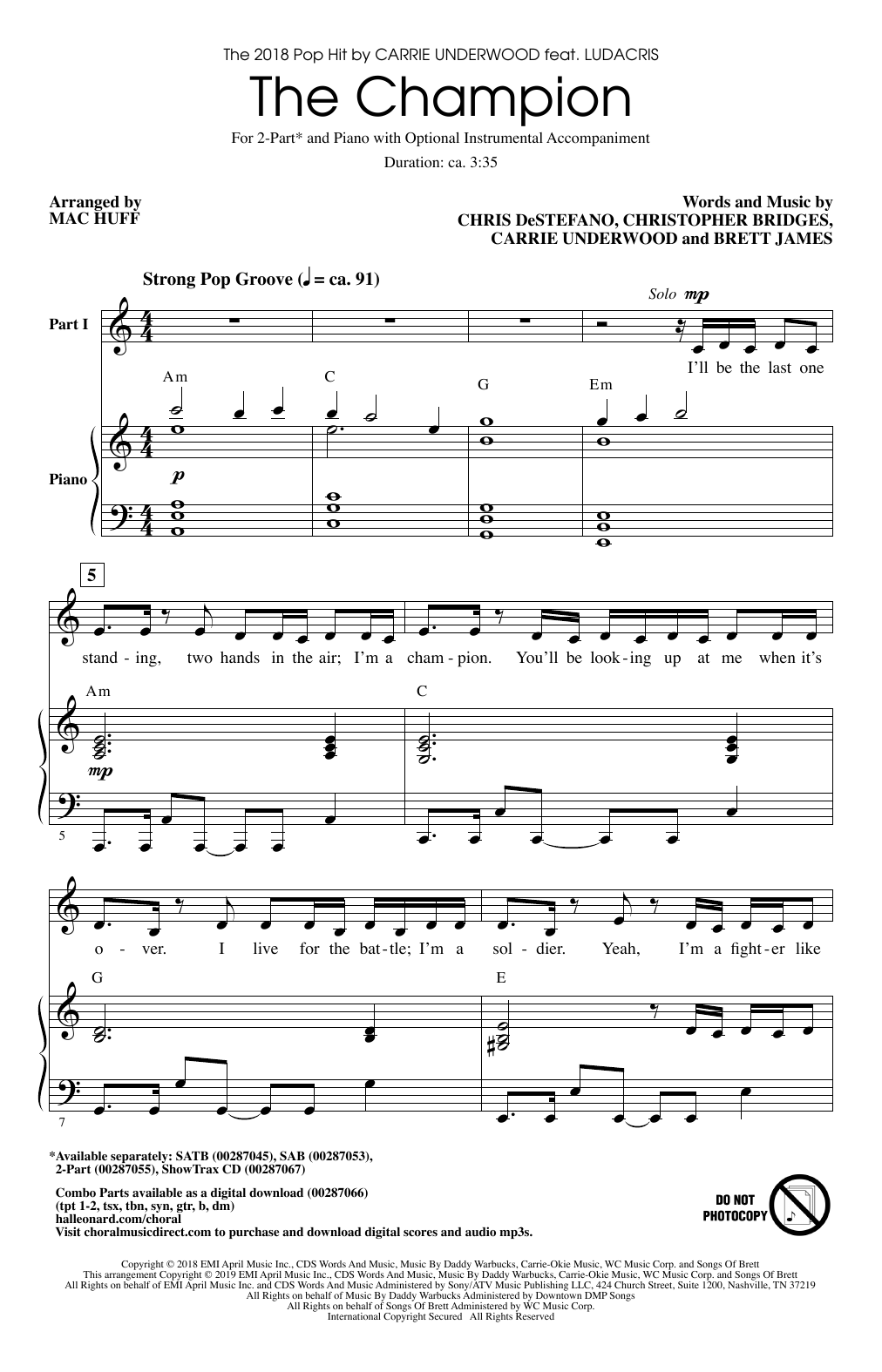 Download Carrie Underwood The Champion (feat. Ludacris) (arr. Mac Sheet Music