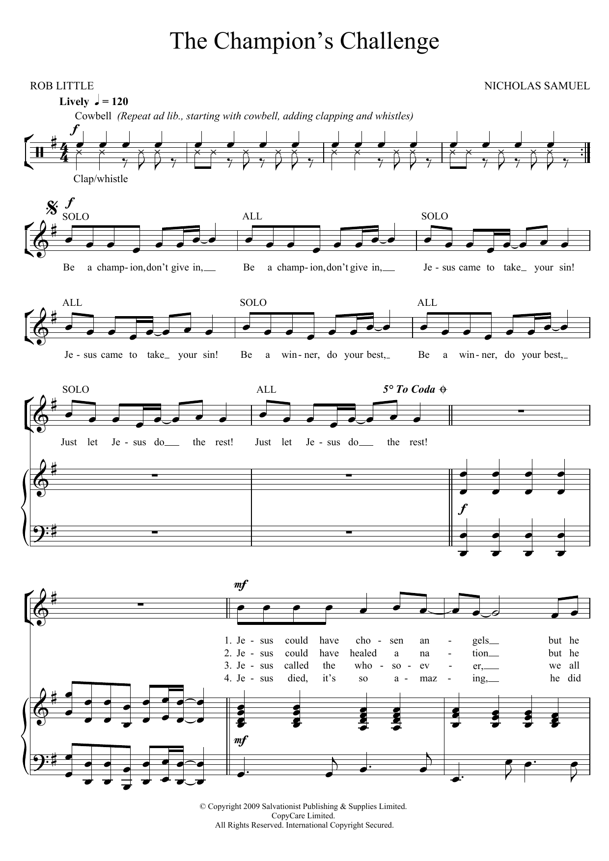 Download The Salvation Army The Champion's Challenge Sheet Music