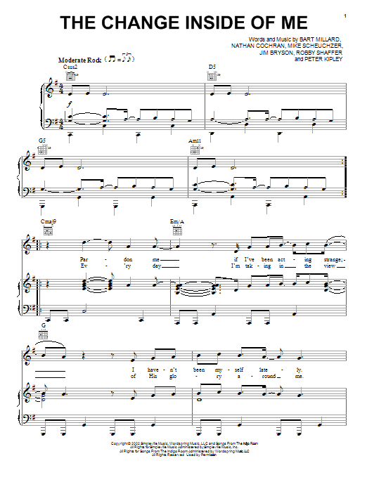 Download MercyMe The Change Inside Of Me Sheet Music