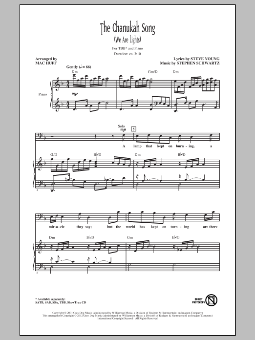 Download Mac Huff The Chanukah Song (We Are Lights) Sheet Music