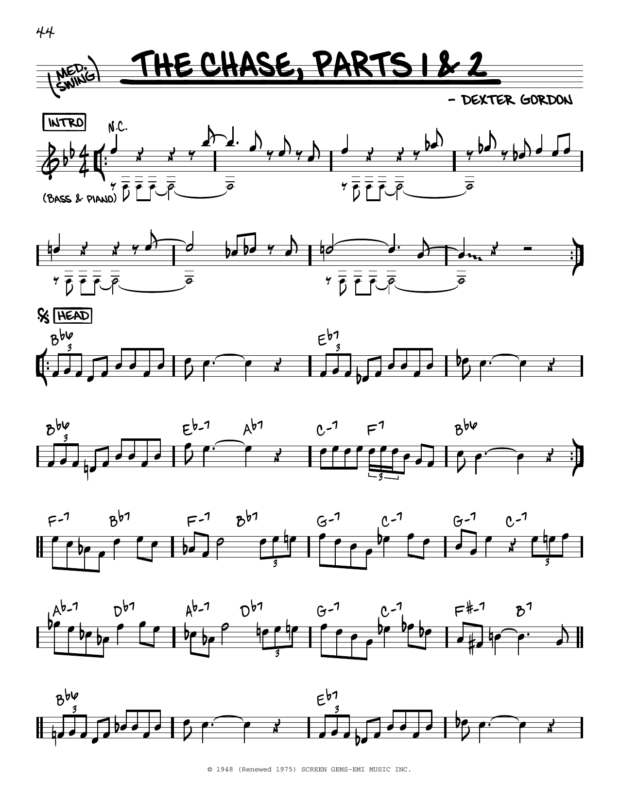 Download Dexter Gordon The Chase, Parts 1 & 2 Sheet Music