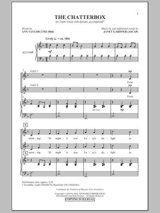 Download Ann Taylor The Chatterbox Sheet Music