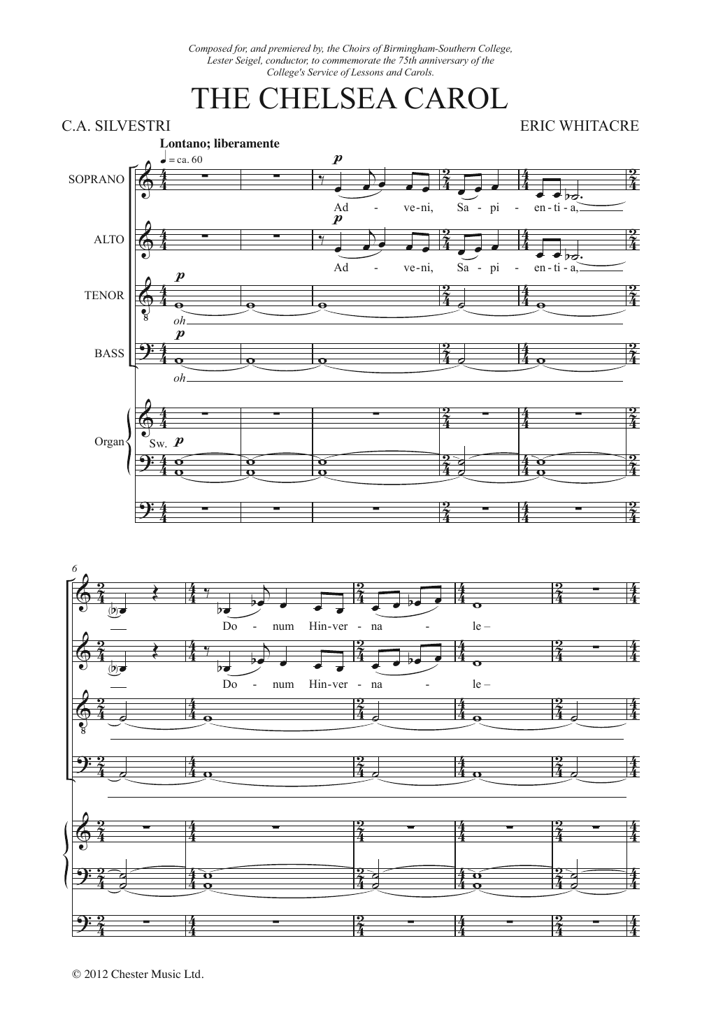 Download Eric Whitacre The Chelsea Carol Sheet Music