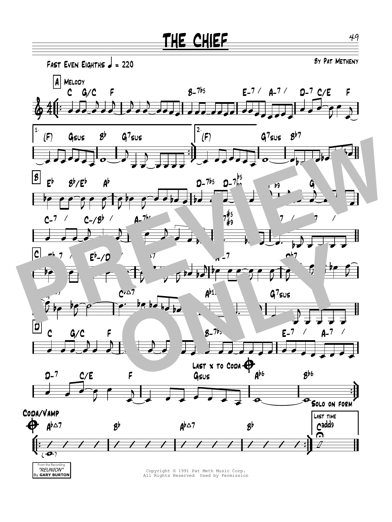 Download Pat Metheny The Chief Sheet Music