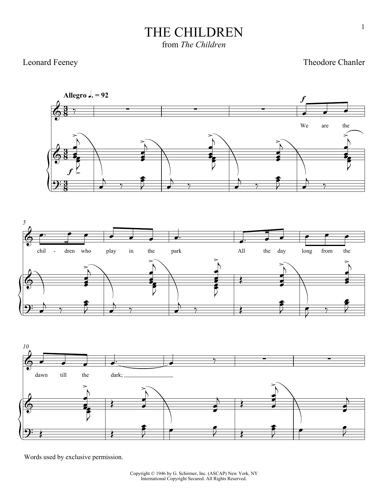Download Leonard Feeney and Theodore Chanler The Children Sheet Music